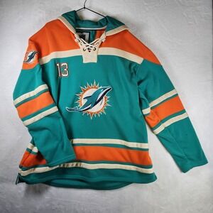 Vtg Miami Dolphins Dan Marino #13 Hoodie Sweatshirt NFL Players XXXL Teal Orange